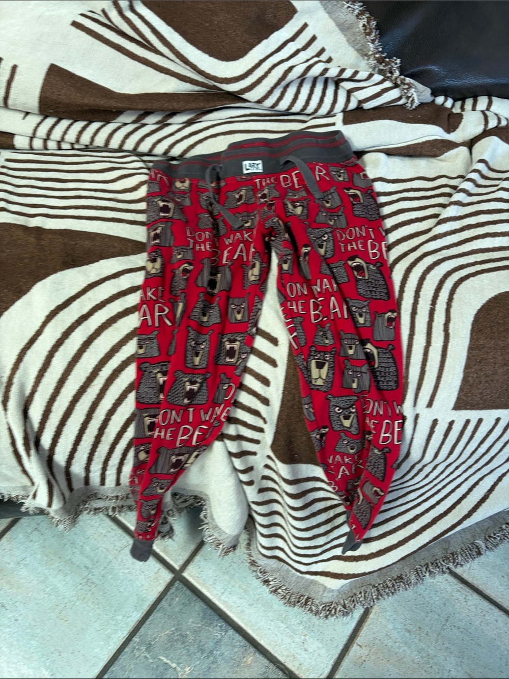 Lazy One Red Bear Print Kids Pajama Joggers